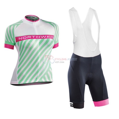 Women Northwave Short Sleeve Cycling Jersey and Bib Shorts Kit 2017 green and pink