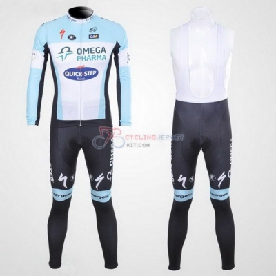 Quick Step Cycling Jersey Kit Long Sleeve 2012 Blue And White
