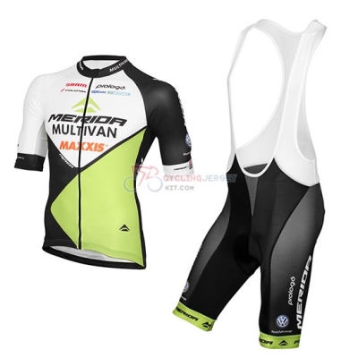 2016 Team Multivan Merida green white Short Sleeve Cycling Jersey And Bib Shorts Kit