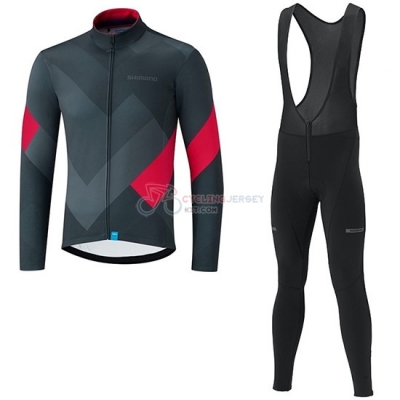 Shimano Cycling Jersey Kit Long Sleeve 2019 Gray Red