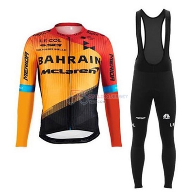 Bahrain Mclaren Cycling Jersey Kit Long Sleeve 2020 Orange Black