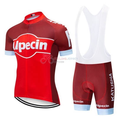 Katusha Alpecin Cycling Jersey Kit Short Sleeve 2019 Red White