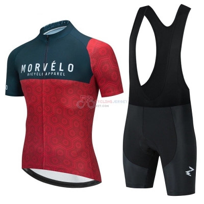 Morvelo Cycling Jersey Kit Short Sleeve 2021 Red Deep Green