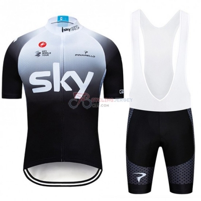 Sky Cycling Jersey Kit Short Sleeve 2019 White Black