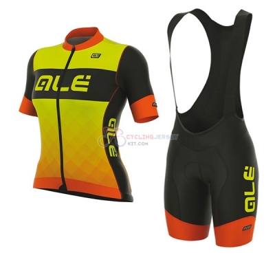 Women ALE R-EV1 Master Short Sleeve Cycling Jersey and Bib Shorts Kit 2017 yellow and orange