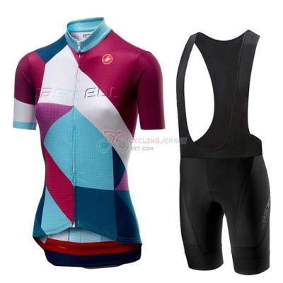 Women Castelli Ventata Cycling Jersey Kit Short Sleeve 2019 Red Green