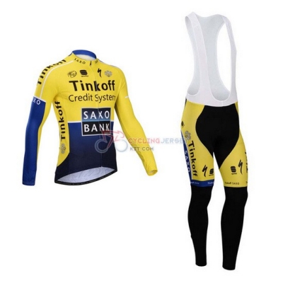 Saxobank Cycling Jersey Kit Long Sleeve 2014 Blue And Yellow