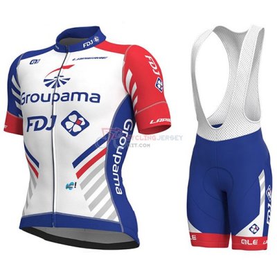 2018 Groupama FDJ Prs Cycling Jersey Kit Short Sleeve White and Blue
