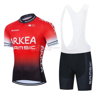 Arkea Samsic Cycling Jersey Kit Short Sleeve 2021 Red Black