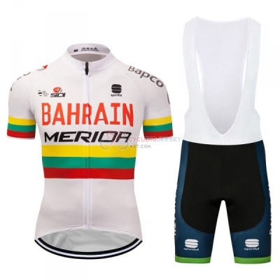 Bahrain Merida Campione Lituania Cycling Jersey Kit Short Sleeve 2018 White