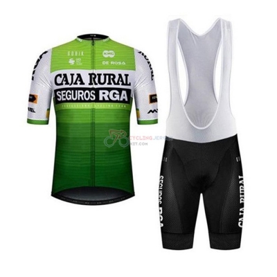 Caja Rural Cycling Jersey Kit Short Sleeve 2020 White Green