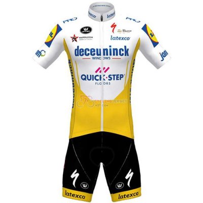 Deceuninck Quick Step Cycling Jersey Kit Short Sleeve 2020 White Yellow