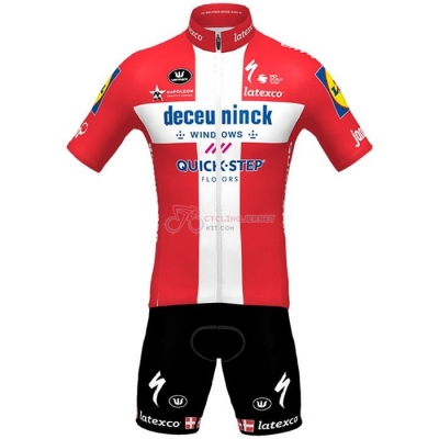 Deceuninck Quick Step Cycling Jersey Kit Short Sleeve 2021 Campione Denmark