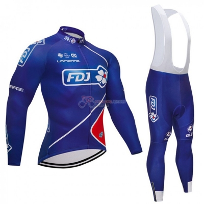 FDJ Cycling Jersey Kit Long Sleeve 2018 Blue