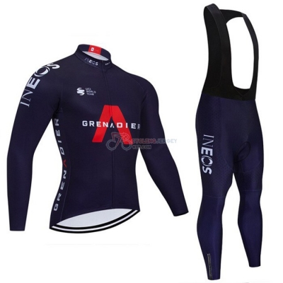 Ineos Grenadiers Cycling Jersey Kit Long Sleeve 2021 Dark Blue