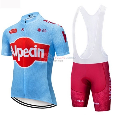 Katusha Alpecin Cycling Jersey Kit Short Sleeve 2019 Blue Red