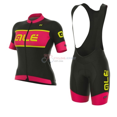 Women ALE R-EV1 Master Short Sleeve Cycling Jersey and Bib Shorts Kit 2017 black and red