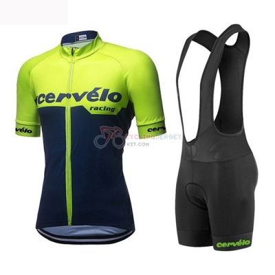 Women Cervelo Cycling Jersey Kit Short Sleeve 2019 Green Black