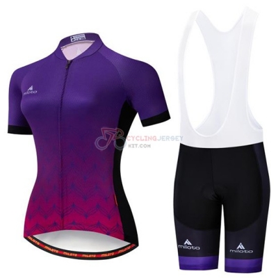 Women Miloto Cycling Jersey Kit Short Sleeve 2019 Purple