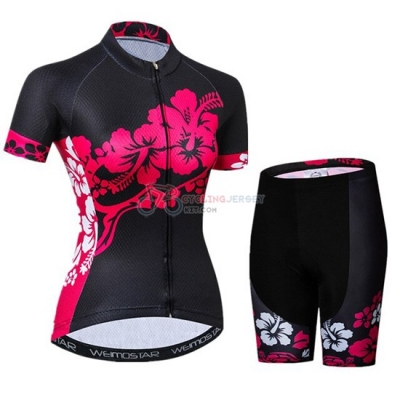 Women Weimostar Cycling Jersey Kit Short Sleeve 2019 Black Pink
