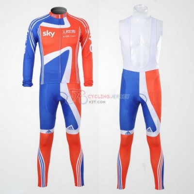 Sky Cycling Jersey Kit Long Sleeve 2012 Orange And Blue