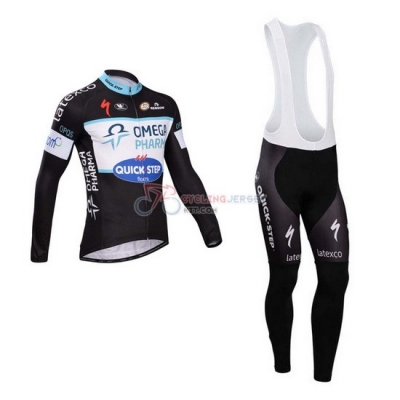 Quick Step Cycling Jersey Kit Long Sleeve 2014 Black And White
