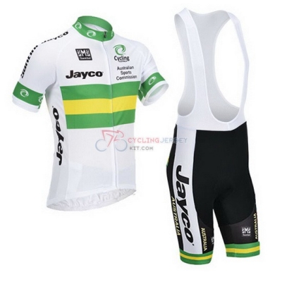 Australia Cycling Jersey Kit Short Sleeve 2013 White And Green