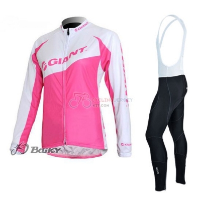 Women Cycling Jersey Kit Giant Short Sleeve 2014 White And Pink