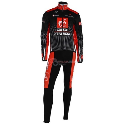 Caisse d'Epargne Cycling Jersey Kit Long Sleeve 2020 Black Red