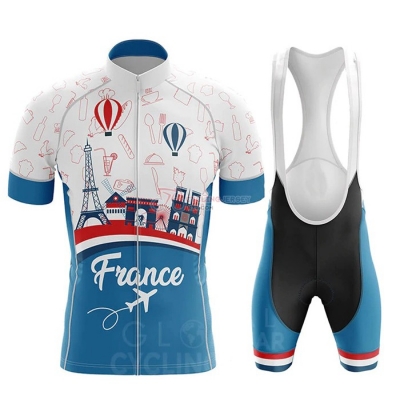 Campione France Cycling Jersey Kit Short Sleeve 2020 Sky Blue White Red