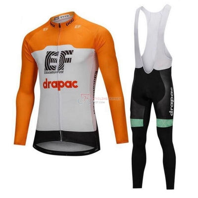 Cannondale Drapac Cycling Jersey Kit Long Sleeve White and Orange