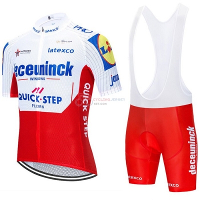 Deceuninck Quick Step Cycling Jersey Kit Short Sleeve 2020 White Red