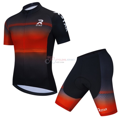 R Star Cycling Jersey Kit Short Sleeve 2021 Black Orange