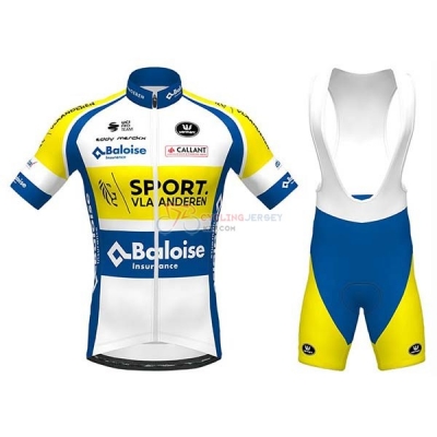 Sport Vlaanderen-baloise Cycling Jersey Kit Short Sleeve 2020 White Yellow Blue