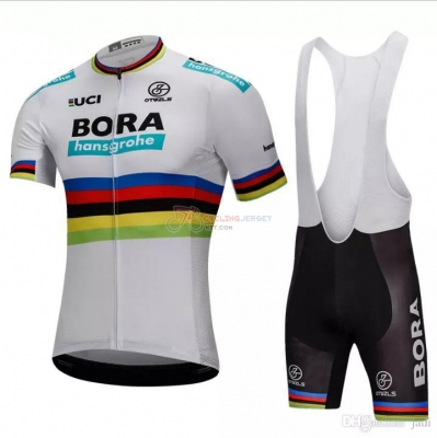 Uci Mondo Campione Bora Cycling Jersey Kit Short Sleeve 2018 White