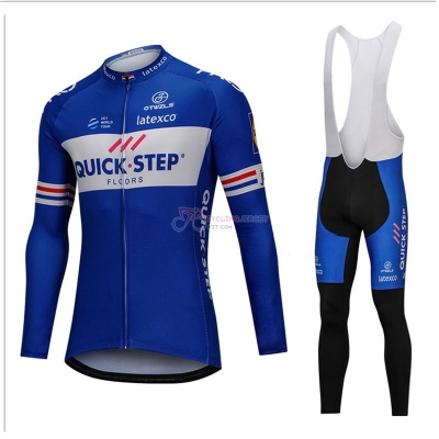 Uci Mondo Campione Quick Step Floors Cycling Jersey Kit Long Sleeve Blue