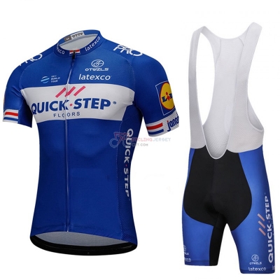 Uci Mondo Campione Quick Step Floors Cycling Jersey Kit Short Sleeve 2018 Blue