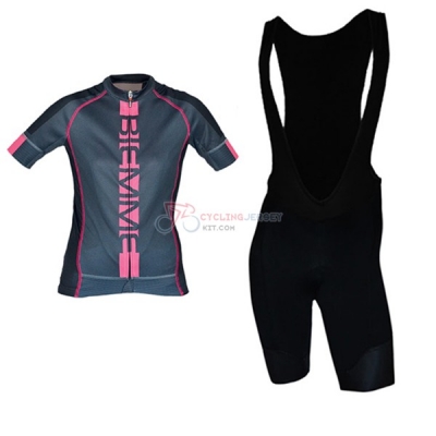 Women Biemme Poison Short Sleeve Cycling Jersey and Bib Shorts Kit 2017 black