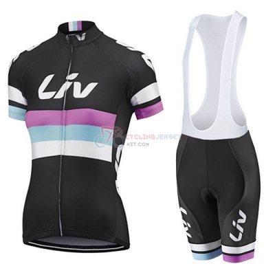 Women Liv Cycling Jersey Kit Short Sleeve 2019 Black White Purple