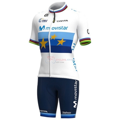 Women Movistar Cycling Jersey Kit Short Sleeve 2021 Campione Europe