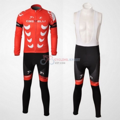 Castelli Cycling Jersey Kit Long Sleeve 2010 White And Red