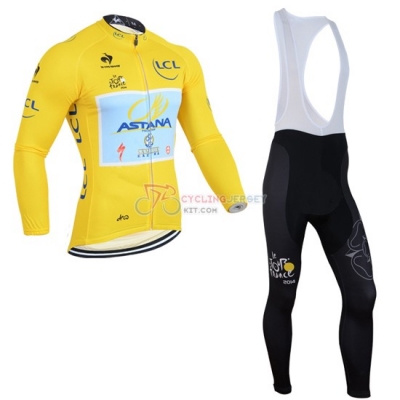 Tour De France Lider Astana Cycling Jersey Kit Long Sleeve 2014