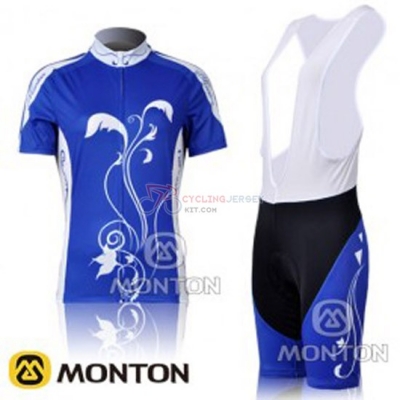 Women Cycling Jersey Kit Monton Short Sleeve 2011 Blue And White