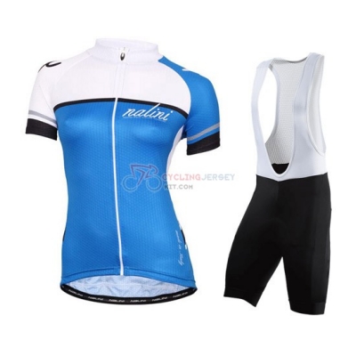 Women Cycling Jersey Kit Nalini Short Sleeve 2016 White And Blue