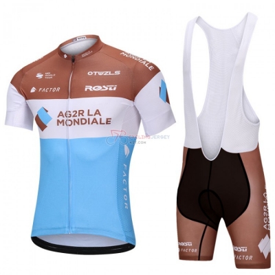 Ag2rla Cycling Jersey Kit Short Sleeve 2018 Blue and White