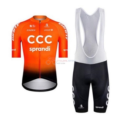CCC Sprandi Cycling Jersey Kit Short Sleeve 2020 Orange Black