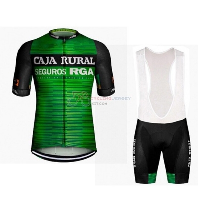 Caja Rural Cycling Jersey Kit Short Sleeve 2019 Green Black