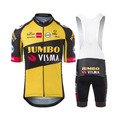Jumbo Visma Cycling Jersey Kit Short Sleeve 2021 Yellow