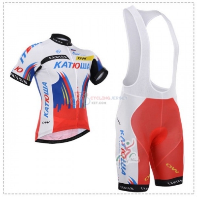 Katusha Cycling Jersey Kit Short Sleeve 2018 White Blue Red