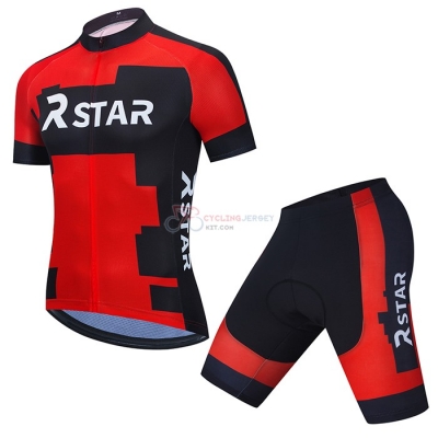 R Star Cycling Jersey Kit Short Sleeve 2021 Black Red(1)